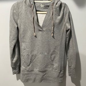 SO Grey Long V-neck hoodie